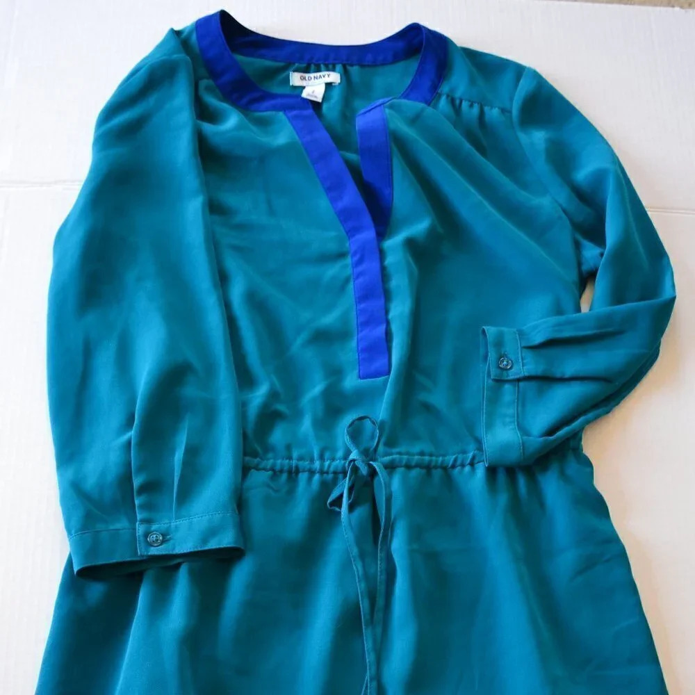Teal lined 3/4 length sleeve dress